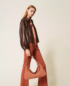 Twinset Vegan Leather Jacket in Coffee