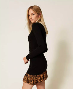 Twinset Knit Dress with Animal Print