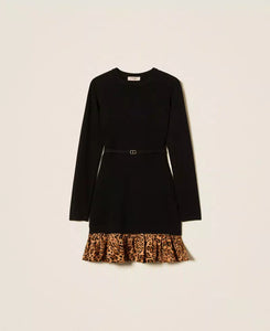 Twinset Knit Dress with Animal Print