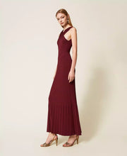 Load image into Gallery viewer, Twinset Crossover Knit Dress in Light Winetasting
