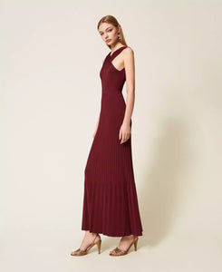 Twinset Crossover Knit Dress in Light Winetasting