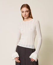 Load image into Gallery viewer, Twinset Flounce Sleeve Fitted Top in White
