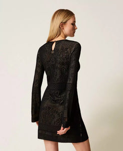 Twinset Baroque Jacquard Knit Dress in Black