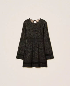 Twinset Baroque Jacquard Knit Dress in Black