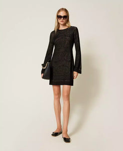 Twinset Baroque Jacquard Knit Dress in Black
