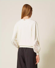 Load image into Gallery viewer, Twinset Sweater with Embroidered Inlays in Snow White

