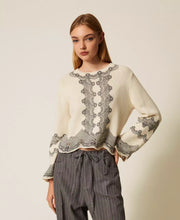 Load image into Gallery viewer, Twinset Sweater with Lace Prin
