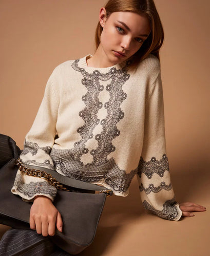 Twinset Sweater with Lace Prin