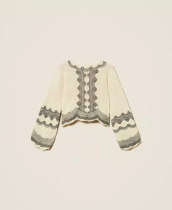 Twinset Sweater with Lace Prin