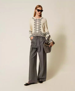 Twinset Sweater with Lace Prin