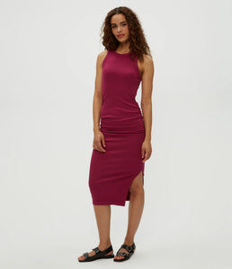 Michael Stars Wren Ribbed Midi Dress in Cabernet