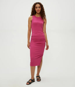 Michael Stars Wren Ribbed Midi Dress in Pitaya