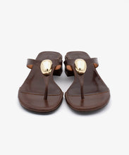 Load image into Gallery viewer, Angel Alarcon Zelma Low Heel Thong Sandal in Cafe
