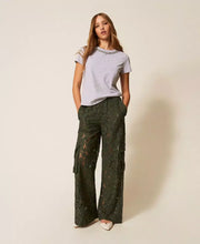 Load image into Gallery viewer, Twinset Lace Cargo Trousers in Thyme
