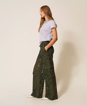 Load image into Gallery viewer, Twinset Lace Cargo Trousers in Thyme
