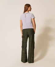 Load image into Gallery viewer, Twinset Lace Cargo Trousers in Thyme
