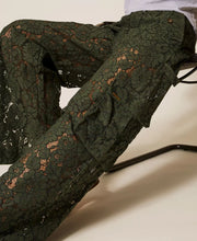Load image into Gallery viewer, Twinset Lace Cargo Trousers in Thyme
