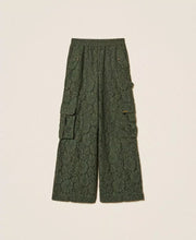 Load image into Gallery viewer, Twinset Lace Cargo Trousers in Thyme
