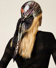 Load image into Gallery viewer, Twinset Floral Print Scarf in Animal Print/Black Flowers
