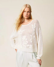 Load image into Gallery viewer, Twinset Mesh Embroidered Sweater in Lily
