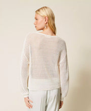 Load image into Gallery viewer, Twinset Mesh Embroidered Sweater in Lily
