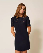 Load image into Gallery viewer, Twinset Short Linen Dress in Blue Night
