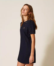 Load image into Gallery viewer, Twinset Short Linen Dress in Blue Night
