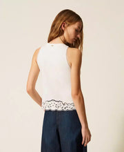 Load image into Gallery viewer, Twinset Top with Embroidery in White

