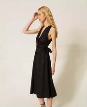 Load image into Gallery viewer, Twinset Midi Poplin Dress in Black
