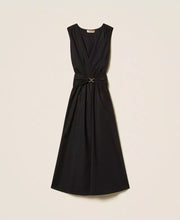 Load image into Gallery viewer, Twinset Midi Poplin Dress in Black
