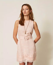 Load image into Gallery viewer, Twinset Linen Dress with Lace in Pearl Rose

