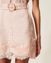 Load image into Gallery viewer, Twinset Linen Dress with Lace in Pearl Rose
