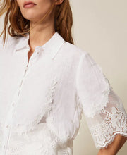 Load image into Gallery viewer, Twinset Linen Shirt with Lace in White
