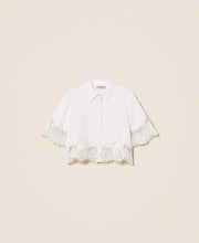 Load image into Gallery viewer, Twinset Linen Shirt with Lace in White
