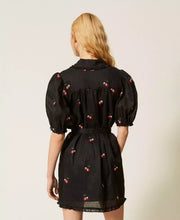 Load image into Gallery viewer, Twinset Ramie Dress with Cherry Print in Black

