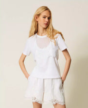Load image into Gallery viewer, Twinset Trompe L'oeil T-Shirt with Lace in White
