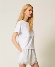 Load image into Gallery viewer, Twinset Trompe L'oeil T-Shirt with Lace in White

