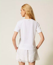 Load image into Gallery viewer, Twinset Trompe L'oeil T-Shirt with Lace in White
