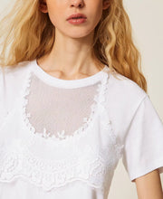 Load image into Gallery viewer, Twinset Trompe L'oeil T-Shirt with Lace in White

