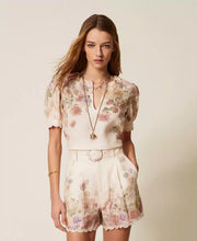 Load image into Gallery viewer, Twinset Linen Floral Shorts in Wildflower Pastel
