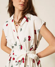 Load image into Gallery viewer, Twinset Poplin Midi Dress with Cherry Print

