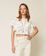 Load image into Gallery viewer, Twinset Crochet Knit Jacket in White Snow
