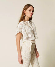 Load image into Gallery viewer, Twinset Crochet Knit Jacket in White Snow
