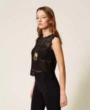 Load image into Gallery viewer, Twinset Knit Top with Shimmer in Black

