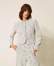 Load image into Gallery viewer, Twinset Woven Jacket in Off White/Black Tweed
