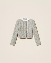 Load image into Gallery viewer, Twinset Woven Jacket in Off White/Black Tweed

