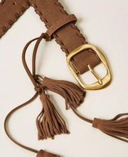 Load image into Gallery viewer, Twinset Suede Tassel Belt in Tobacco Brown
