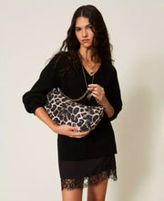 Load image into Gallery viewer, Twinset Animal Print Hobo Bag in Leopard Print
