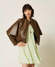 Load image into Gallery viewer, Twinset Vegan Leather Jacket in Beech
