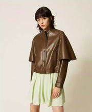 Load image into Gallery viewer, Twinset Vegan Leather Jacket in Beech
